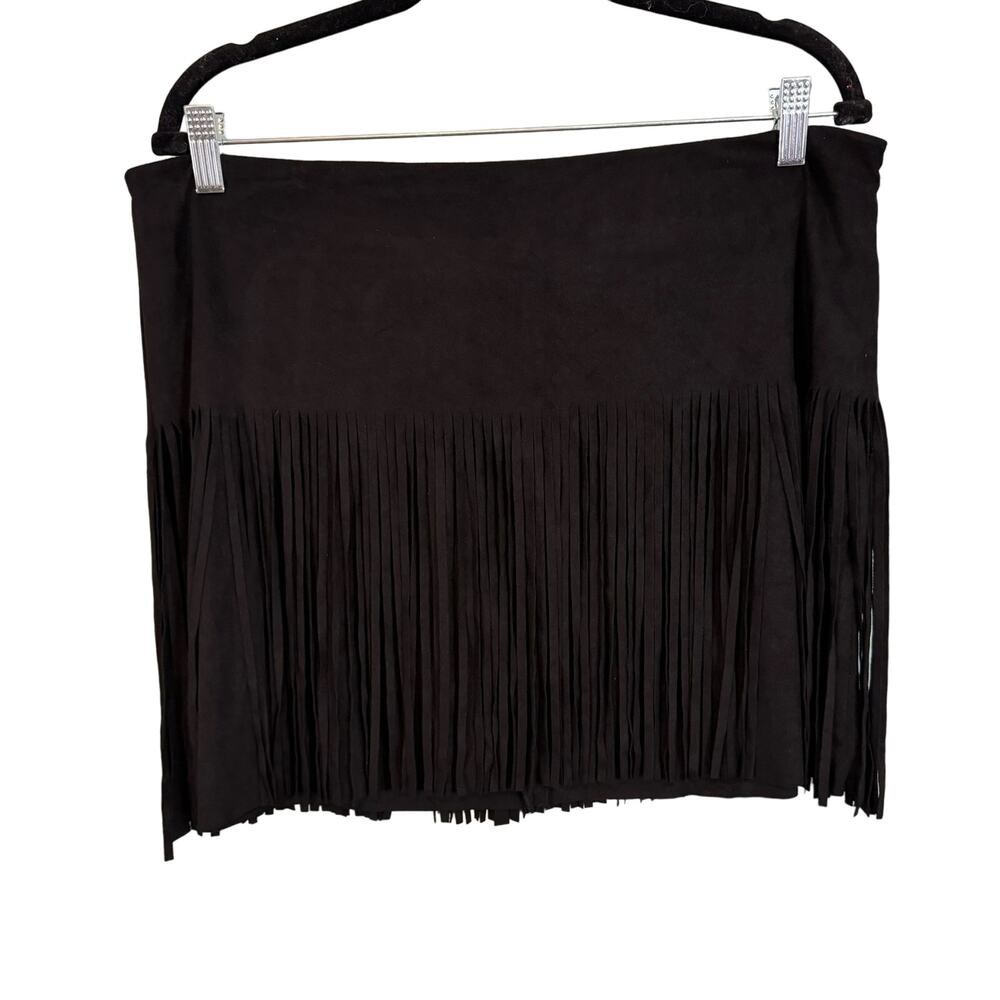 JOLT Mini Skirt Womens 13 Hobo Chic Fringes Hem Detail Stylish Fashion Black